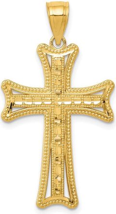 Diamond2Deal 14k Yellow Gold Diamond-cut Cross Pendant