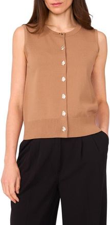 Vince Camuto Crewneck Button-Up Sweater Vest in Milk Chocolate at Nordstrom, Size Large