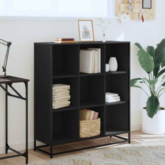 Berkfield Home Modern Bookcase Black 97.5x33x107.5 cm Engineered Wood & Metal