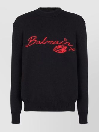 Balmain wool logo intarsia crewneck jumper