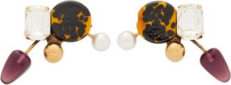 Dries Van Noten Painted Glass and Brass Drop Earrings - Multicoloured 1 - One Size