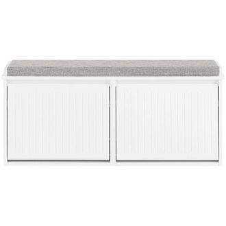 SoBuy Panca da ingresso Scarpiera con cuscino Scarpiera con 4 ripiani Bianco 100x26x46cm FSR98-XL-W - Sobuy