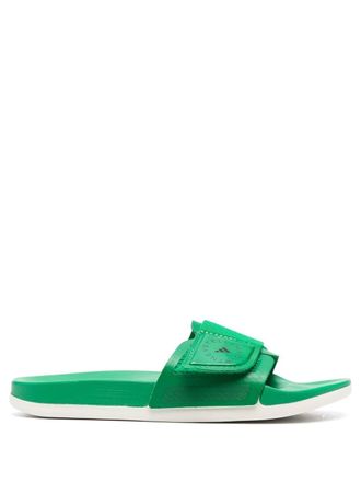 adidas by Stella McCartney logo touch-strap sliders - women - Polyester/Fabric/Rubber - 5 - Green