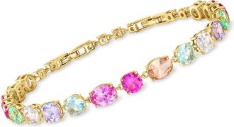 Ross-Simons 18kt Yellow Gold-Plated Bracelet With Simulated Multicolored Gemstones and Czs