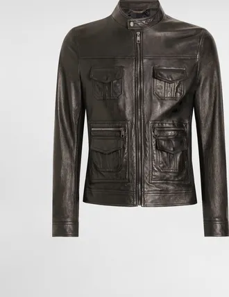 Dolce & Gabbana Leather Jacket - Man Coats And Jackets Black 50
