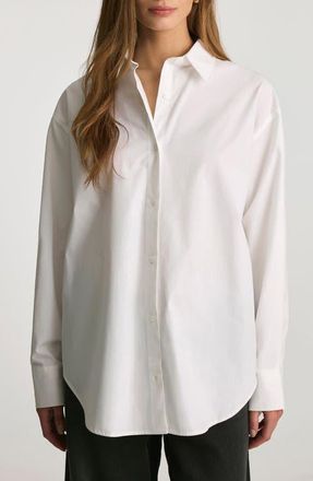 Mavi Relaxed Fit Cotton Button-Up Shirt in White at Nordstrom, Size Medium