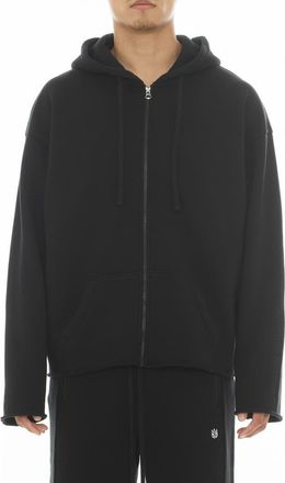 Cult of Individuality Core Raw Hem French Terry Zip Hoodie in Black at Nordstrom, Size Xxx-Large