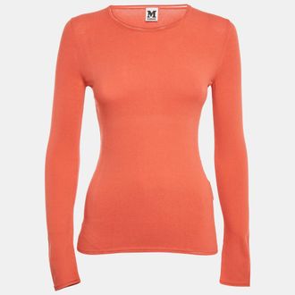 M Missoni Orange Stretch Knit Crewneck Sweatshirt S