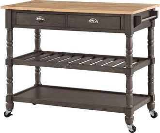 Convenience Concepts French Country 3 Tier Butcher Block Kitchen Cart with Drawers