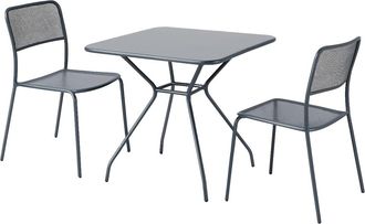 Oviala Conjunto de mesa y 2 sillas de jard&iacute;n en gris antracita
