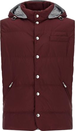 Brunello Cucinelli Bordeaux Polyester Sleeveless Mens Jacket