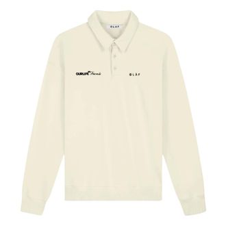Olaf Hussein Polo Shirts, male, Beige, Size: L Script Friends Oversized Polo
