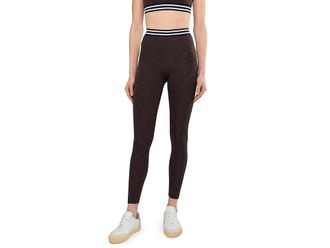 SPLITS59 Bailey High-Waist Active Rib 7/8 Womens Workout Heather Dark Chocolate : SM, Polyester/Spandex