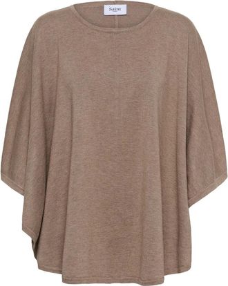 Saint Tropez Atmos Melange Cape - Dames - Jassen - Bruin - Maat: ONE Size
