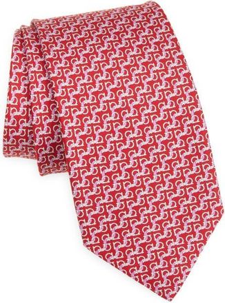 Ferragamo Zar Gancini Print Silk Tie in Rosso at Nordstrom