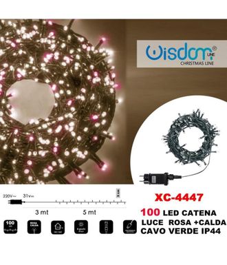 Trade Shop Trade Shop - Cadena De Luz 100 Luci&eacute;rnagas Led Luces Rosa + Verde C&aacute;lido Cable Ip44 Xc-4447