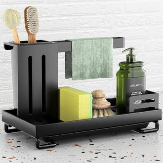 OEM Organizador De Fregadero Negro, Organizador De Fregadero De Cocina, Organizador De Fregadero Reforzado, Soporte Para Esponjas De Acero Inoxidable, Sop