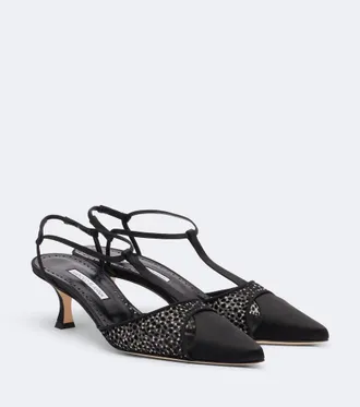 Manolo Blahnik Turgimodla satin slingback pumps