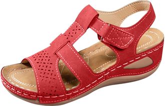 Generic Red Fashion Forward Sandals with Fishmouth Design and Wedge Heel for A Modern and Practical Seasonal Choice