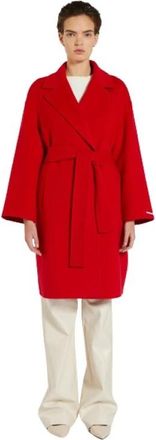 Marella Belted Coat - Dames - Jas met riem - Rood - M - Wol - Jassen