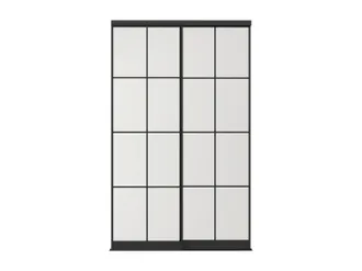 Vente-Unique Ante Scorrevoli Per Armadio In Acciaio Nero E Vetro Temperato Opaco H250 X L130 Cm - Alepa