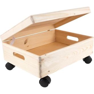 OEM Caja De Almacenamiento Tuserxln - Xl - Madera Maciza - 40 X 30 X 14 Cm - Con Ruedas