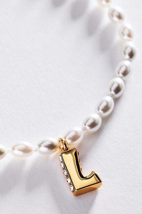 Anthropologie Pearl Initial Necklace