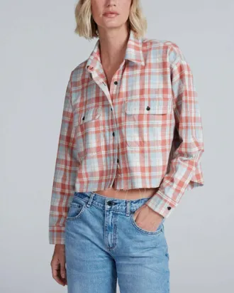 ASKK NY Crosby Flannel Shirt In Orange Plaid
