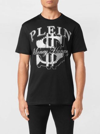 Philipp Plein Cotton Jersey T-shirt with Rhinestone Embroidered Logo