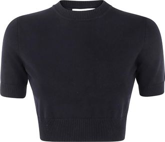 Sportmax Top crop a maniche corte - Nero