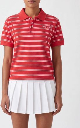 Sporty & Rich Polo a righe in cotone con logo a contrasto ricamato