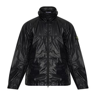 Stone Island Jassen, Heren, Zwart, L, Jas met verborgen capuchon