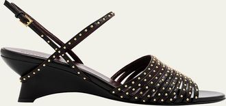 Khaite 35mm Drew Studded Leather Comma-Heel Sandals