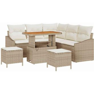 vidaXL Vidaxl - Conjunto De Sof&aacute; De Jard&iacute;n 8 Pcs Beige, Crema 90 X 55 X 71 Cm