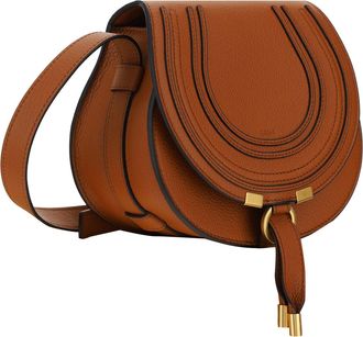 Chlo&eacute; Womens Small Marcie Leather Shoulder Bag Tan Calf Bos Taurus
