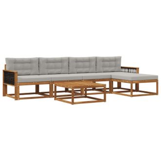 vidaXL Conjunto De Sof&aacute;s De Exterior 6 Pcs Natural Y Gris Claro Vidaxl