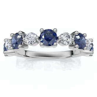 Pompeii3 1Ct Sylvia Blue Sapphire & Diamond Wedding Ring Gold Lab Grown