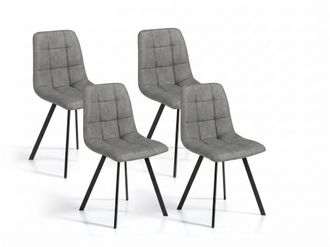 Pondecor Interiorismo Set de 4 sillas de comedor tapizadas en polipiel gris. 46&times;54&times;89 cm
