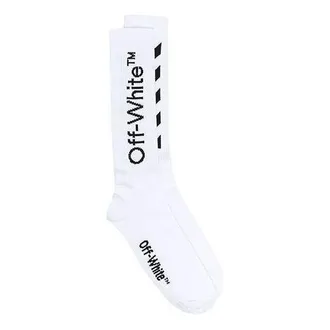 Off-white Diag Mid Length Socks White Black OMRA001S21KNI0030110