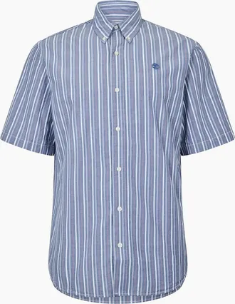 Timberland Mens Timberland Logo Striped Button Down Collar Shirt - Blue - Size: Regular/36
