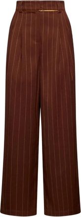 Silvian Heach Wijde verticale gestreepte broek - Dames - Wijde Broeken - Bruin - 2XS - Polyester - Broeken