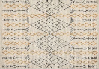 Beliani Alfombra De Algod&oacute;n Beige Amarillo Negro 160 X 230 Cm Hecho A Mano Geom&eacute;trico Kadapa