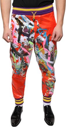 Dolce & Gabbana Mens Multicolor Printed Jogger Sweatpants Pants Polyester