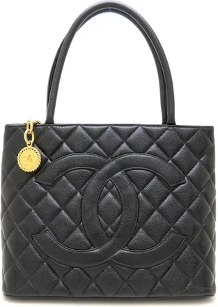 Chanel Black Grained Calfskin Tote Bag (Pre-Owned)