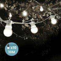 OEM Guirnalda De Luces Exteriores De 10 M Con 10 Bombillas Led Blancas C&aacute;lidas, Cable Blanco, Ip44, Para Eventos Y Decoraci&oacute;n De Interiores - Ulisem