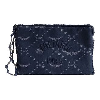 Zadig&Voltaire Clutches, female, Blue, Size: ONE SIZE Angel Pouch Denim Monogram