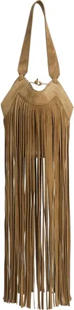 Khaite Nano Lotus Fringe Suede Tote in Mud at Nordstrom