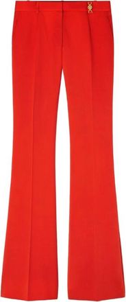 Versace Wool DV Pants - Dames - Wijde Broeken - Rood - S - Wol - Broeken