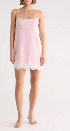 Wayf Lace Trim Minidress in Pink at Nordstrom Rack, Size X-Large