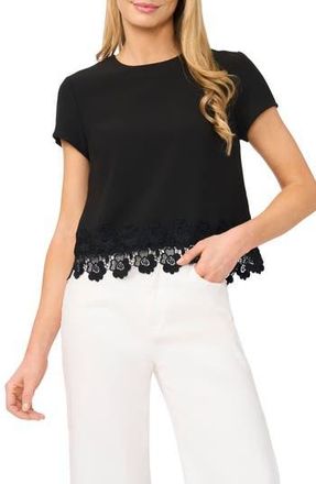 Ted Baker Issa Cap Sleeve Lace Hem Top in Rich Black at Nordstrom Rack, Size Small